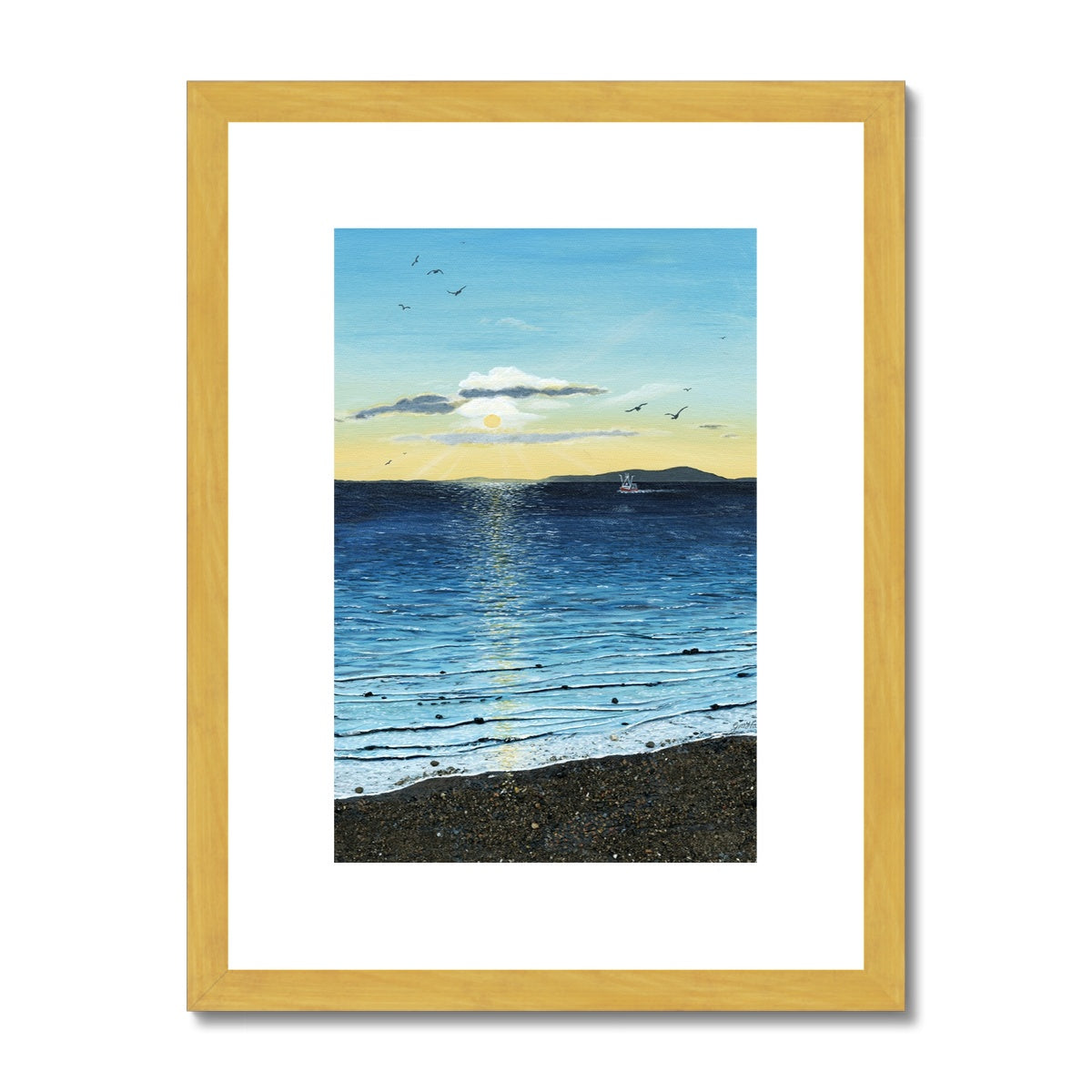 Sunset on the Solway Antique Framed & Mounted Print