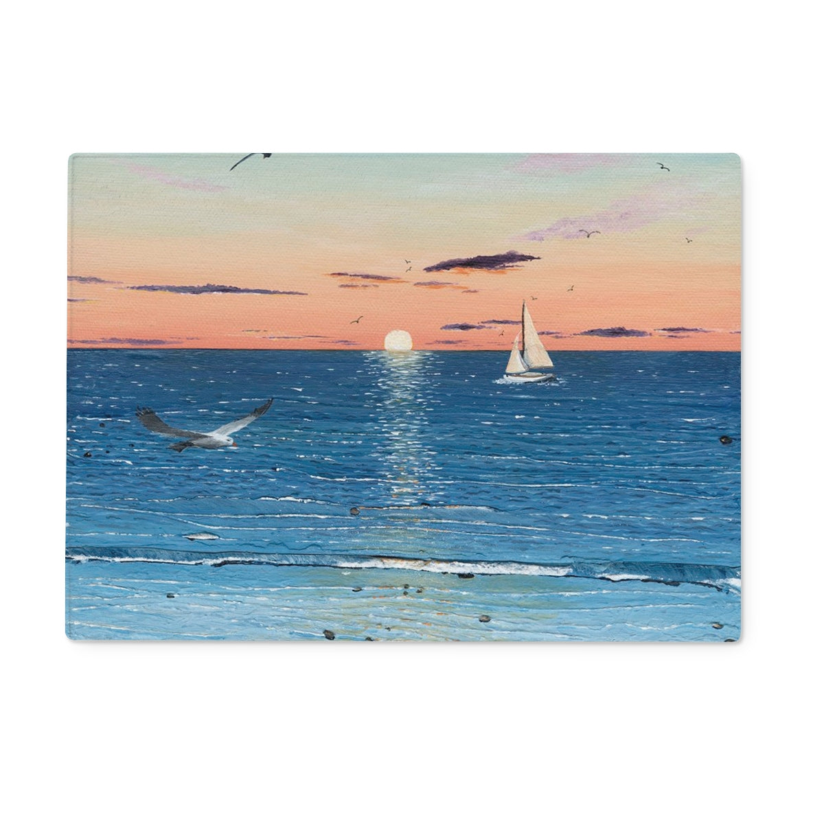 'Heading Home' design - Glass Chopping Board