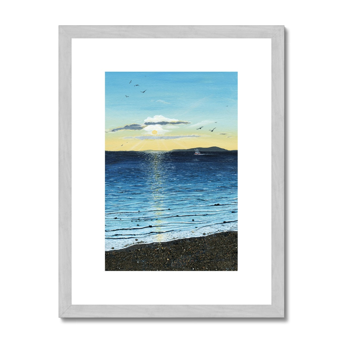 Sunset on the Solway Antique Framed & Mounted Print